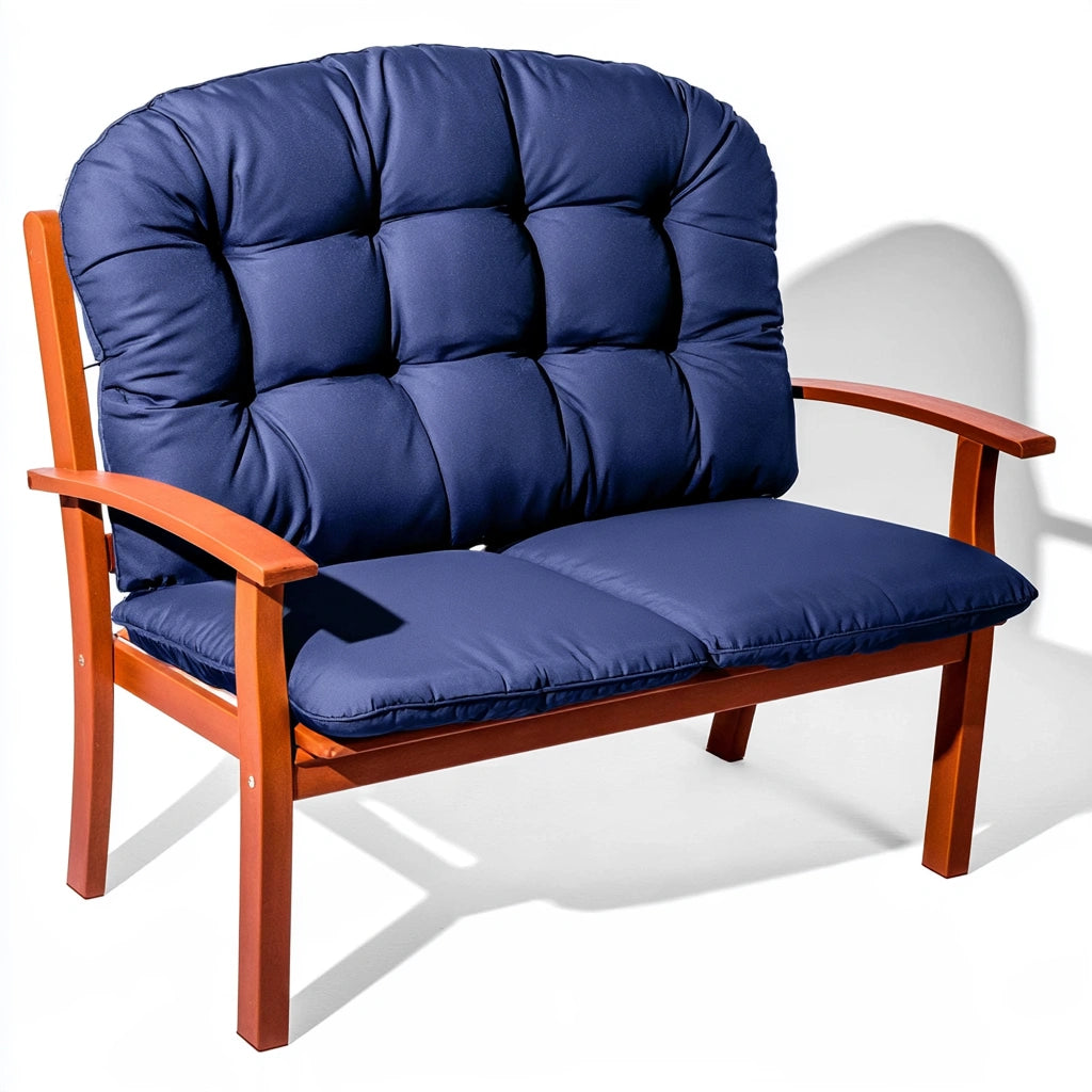 Panca da giardino a due posti in legno, colore blu navy