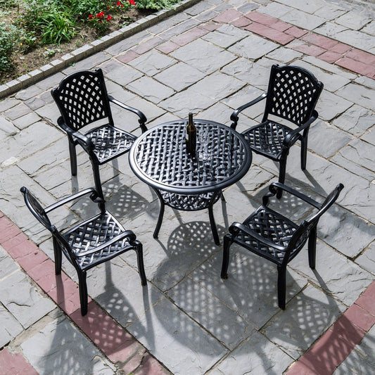 Set tavolo e sedie da giardino in metallo, colore nero