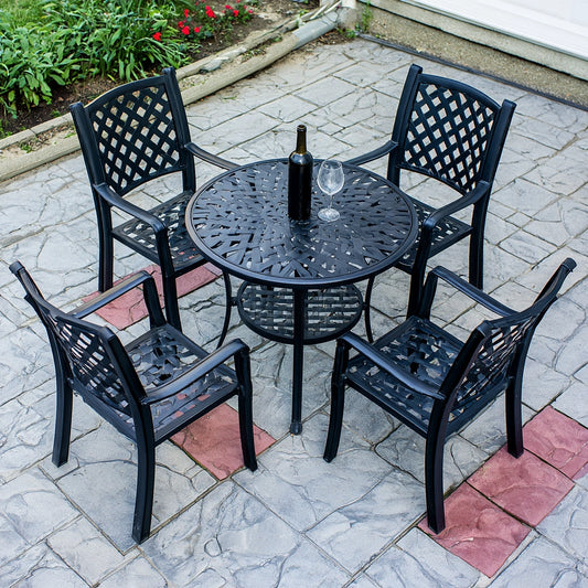 Set tavolo e sedie da giardino in metallo, colore nero