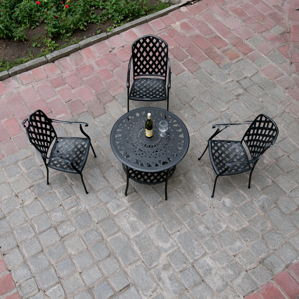 Set tavolo e sedie da giardino in metallo, colore nero