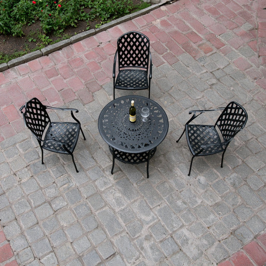 Set tavolo e sedie da giardino in metallo, colore nero