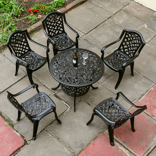 Set tavolo e sedie da giardino in metallo, colore nero