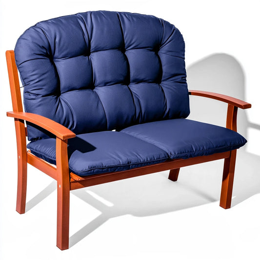 Panca da giardino a due posti in legno, colore blu navy