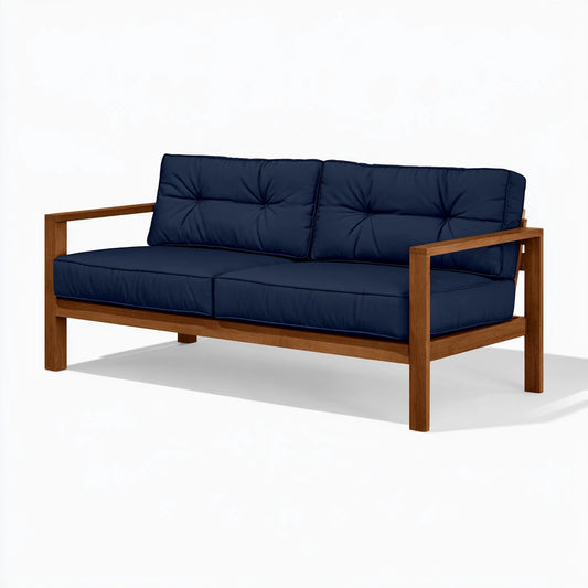 Panca da giardino a due posti in legno, colore blu navy
