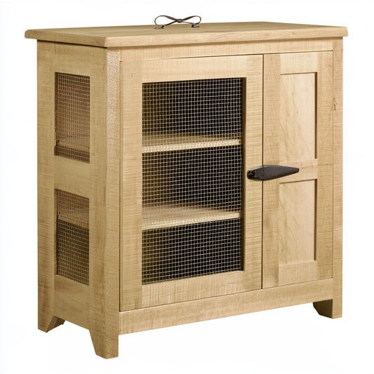 Credenza con anta in rete, colore marrone chiaro