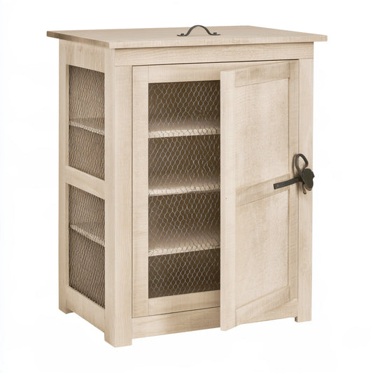 Credenza con anta in rete, colore marrone chiaro