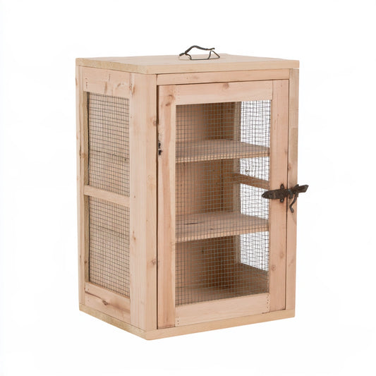 Credenza con anta in rete, colore marrone chiaro